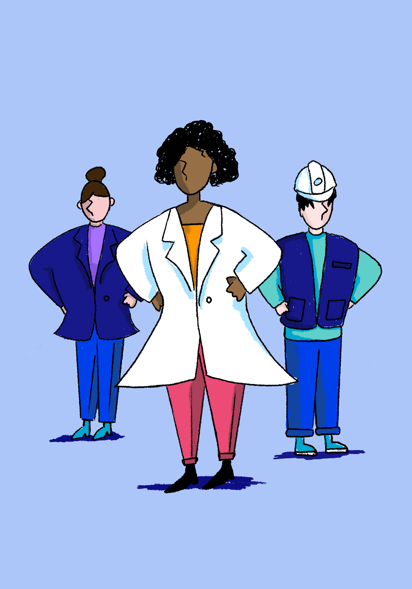 Cartoon of three scientist 