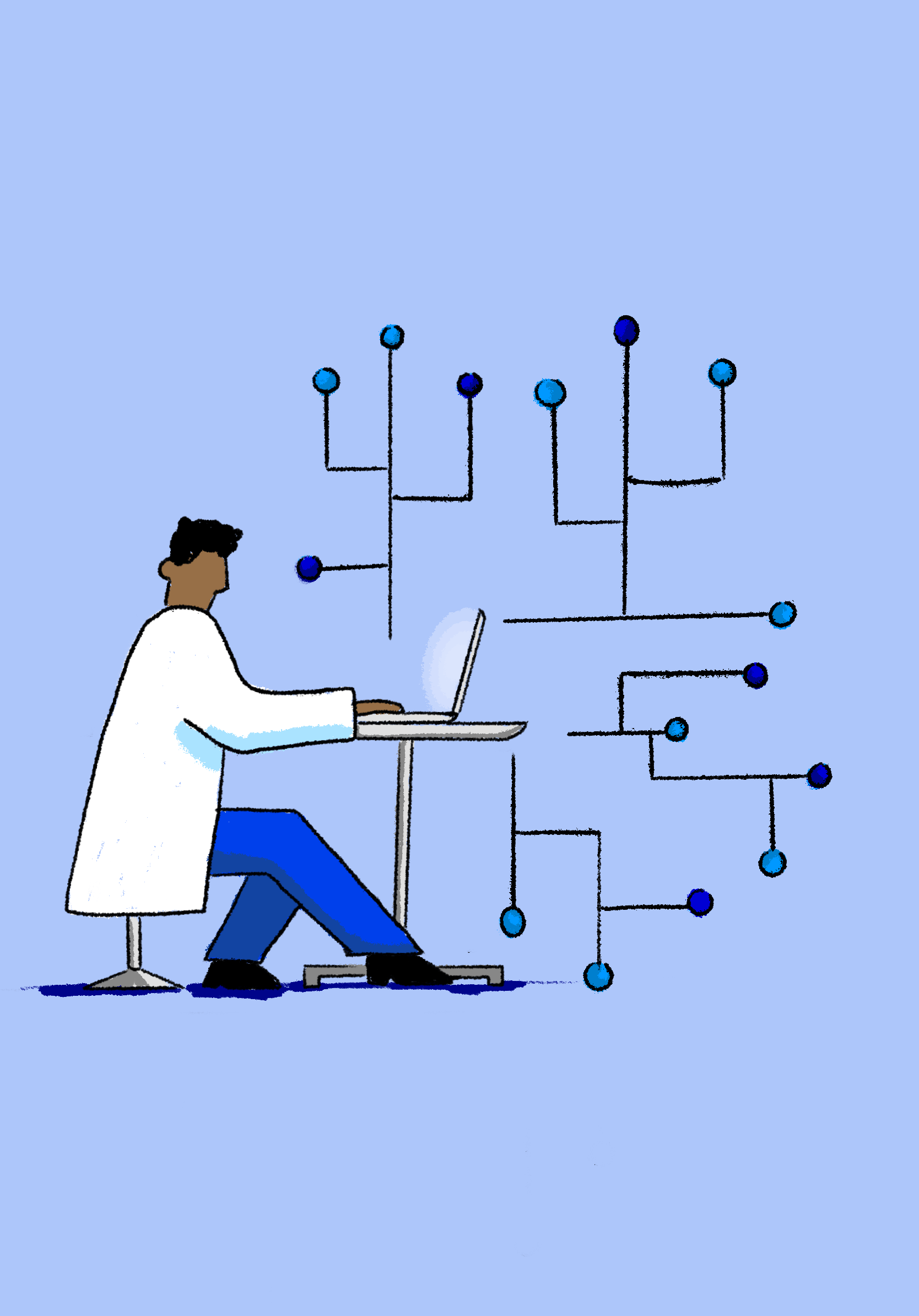 Cartoon of scientist in digital race 